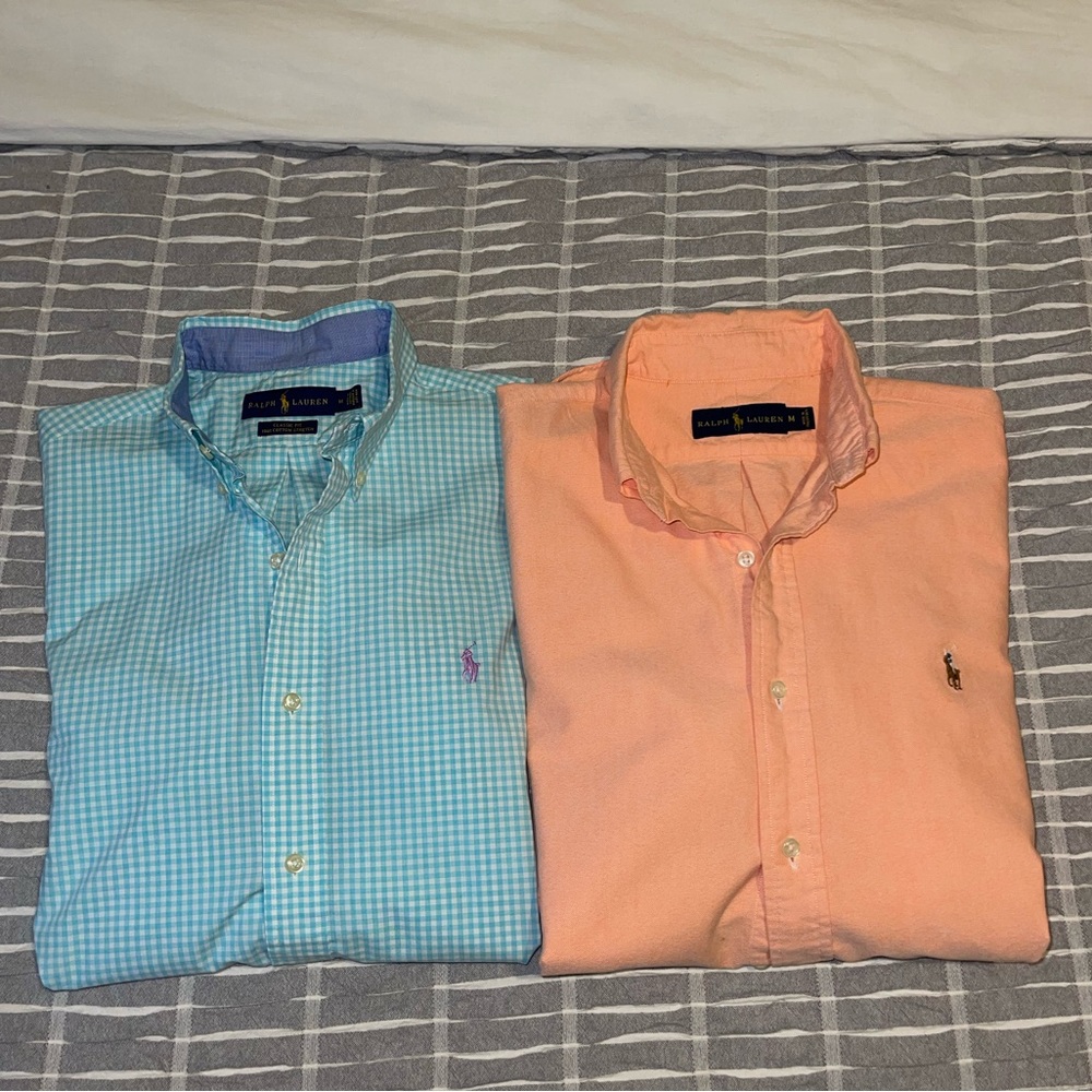 Lot of 2 Men’s Polo by Ralph Lauren Button Down Shirts Size Medium.
